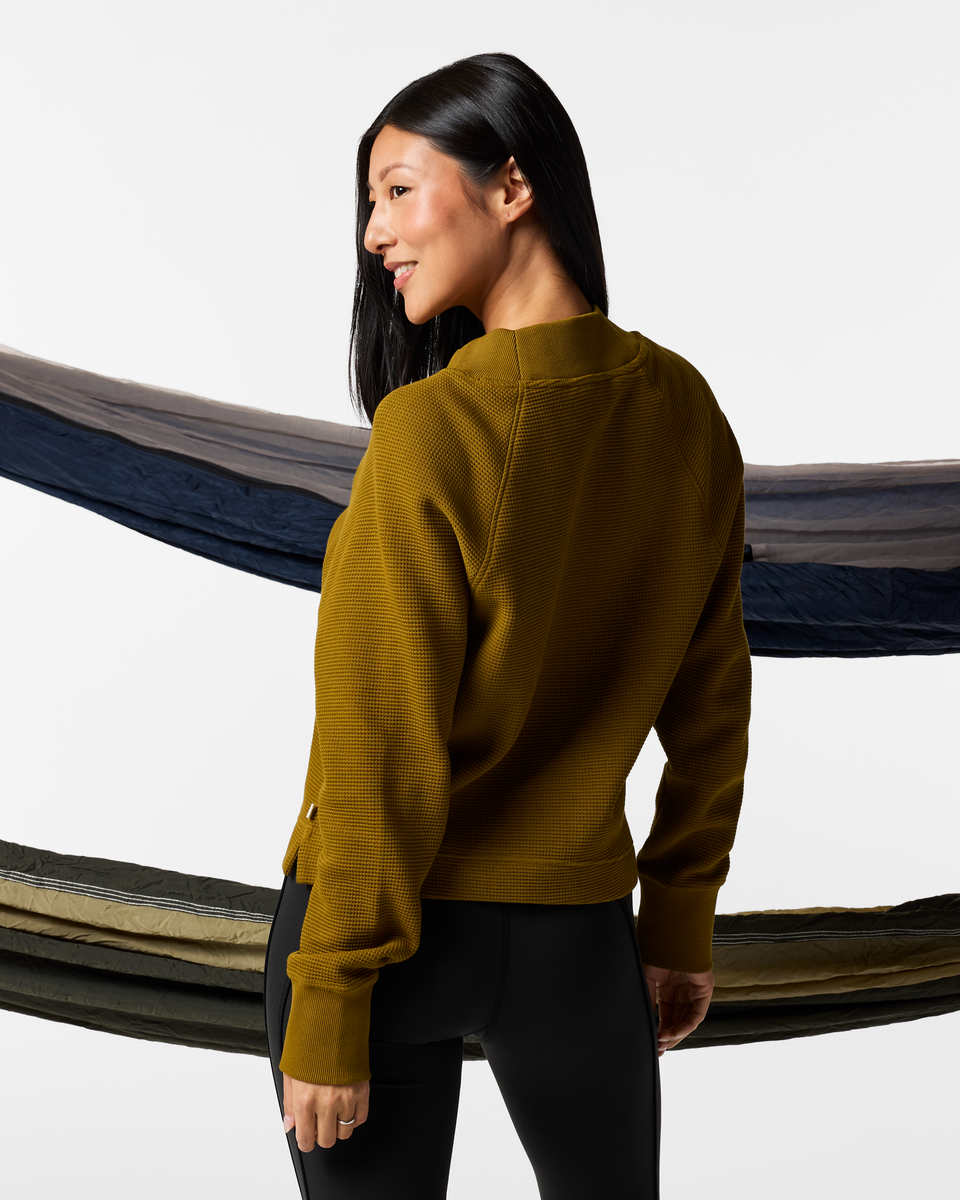 Casual Outdoor Style Atajo Long-Sleeve Waffle V-Neck - Women s