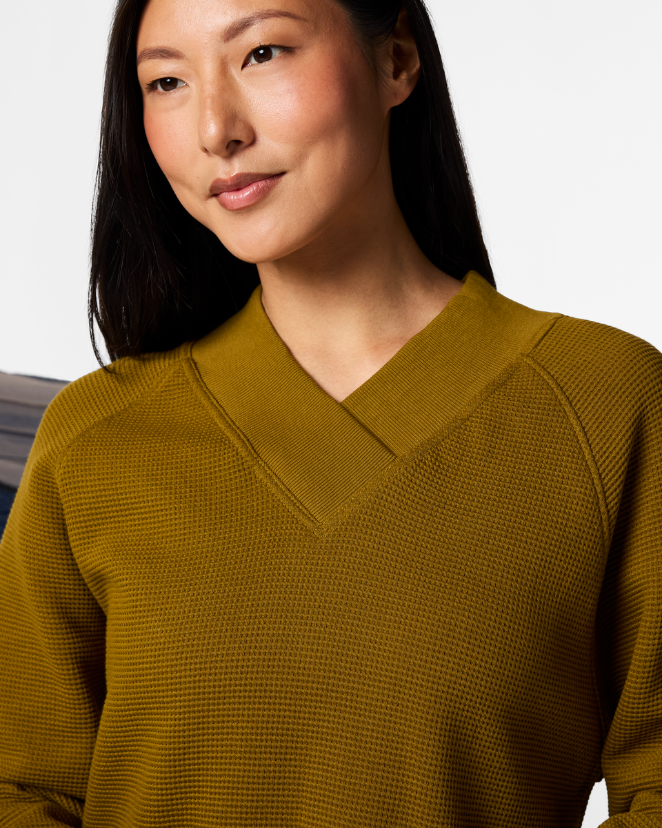 Casual Outdoor Style Atajo Long-Sleeve Waffle V-Neck - Women s