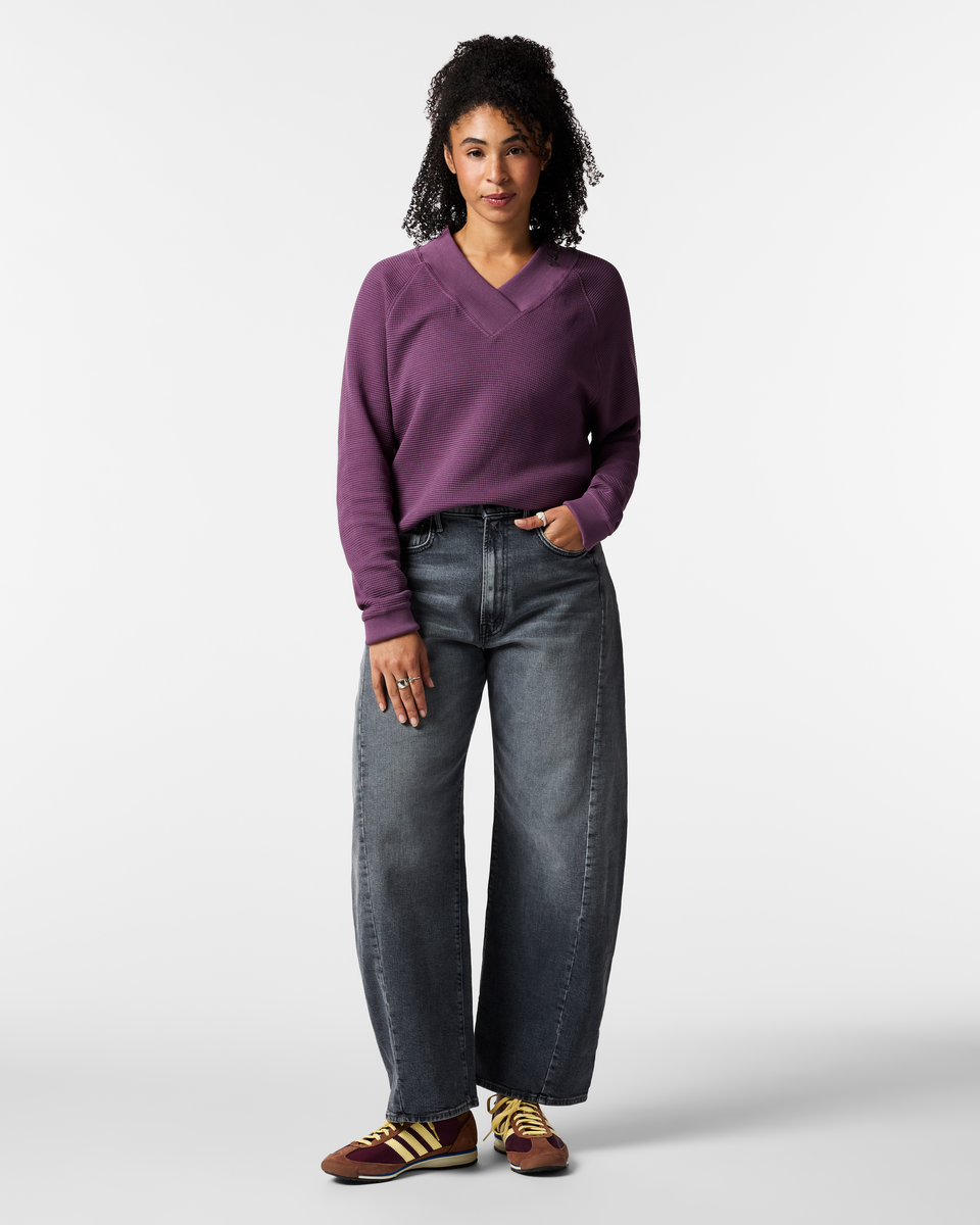 Casual Outdoor Style Atajo Long-Sleeve Waffle V-Neck - Women s