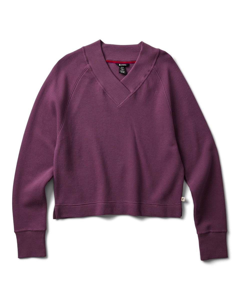 Casual Outdoor Style Atajo Long-Sleeve Waffle V-Neck - Women s