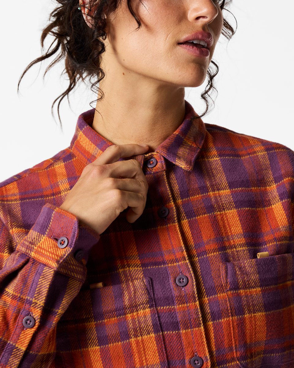 Versatile Outdoor Use Mero Organic Flannel Shirt - Women s