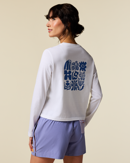 Casual Adventure Style Flower Patch Long-Sleeve T-Shirt - Women s
