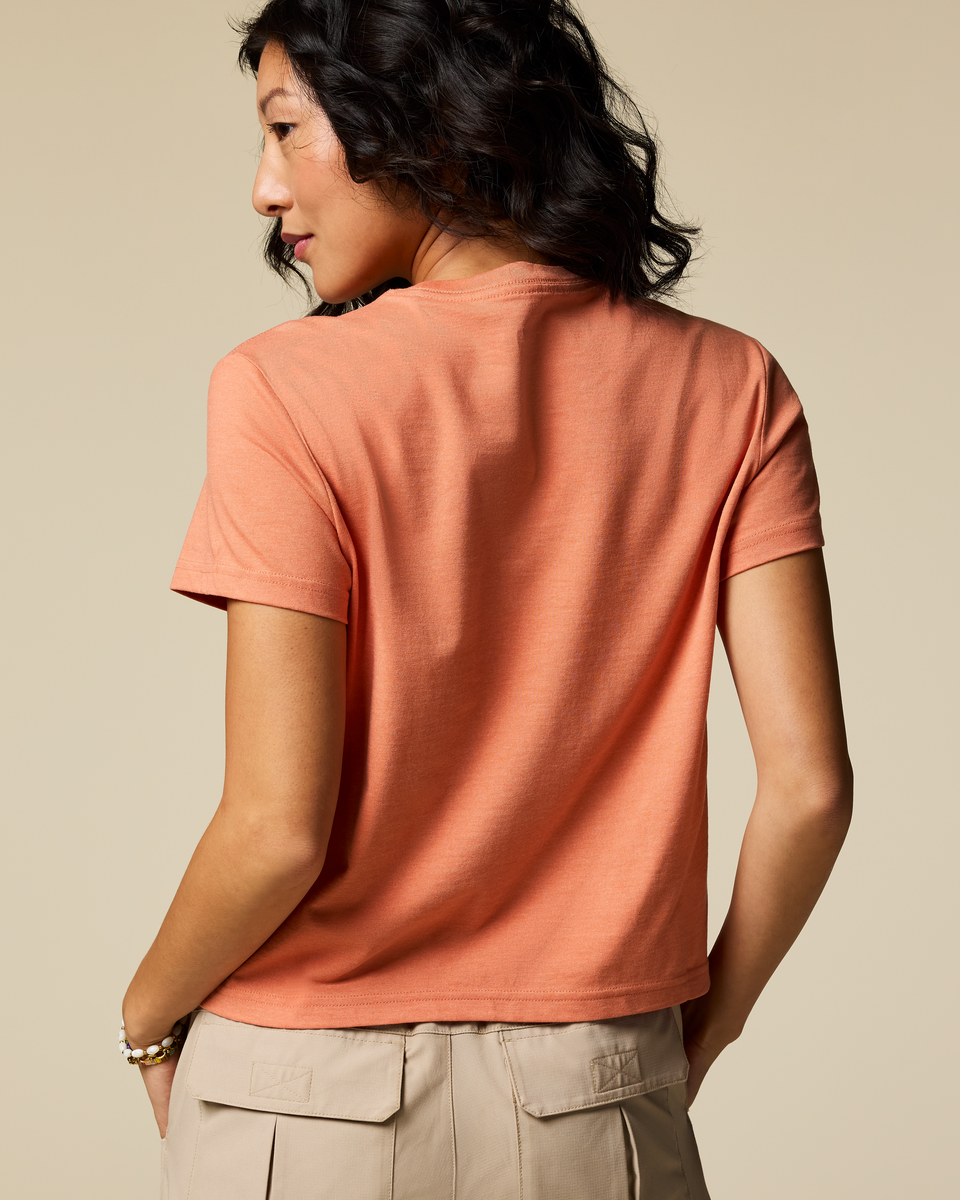 Casual Adventure Style Sunset Embers T-Shirt - Women s